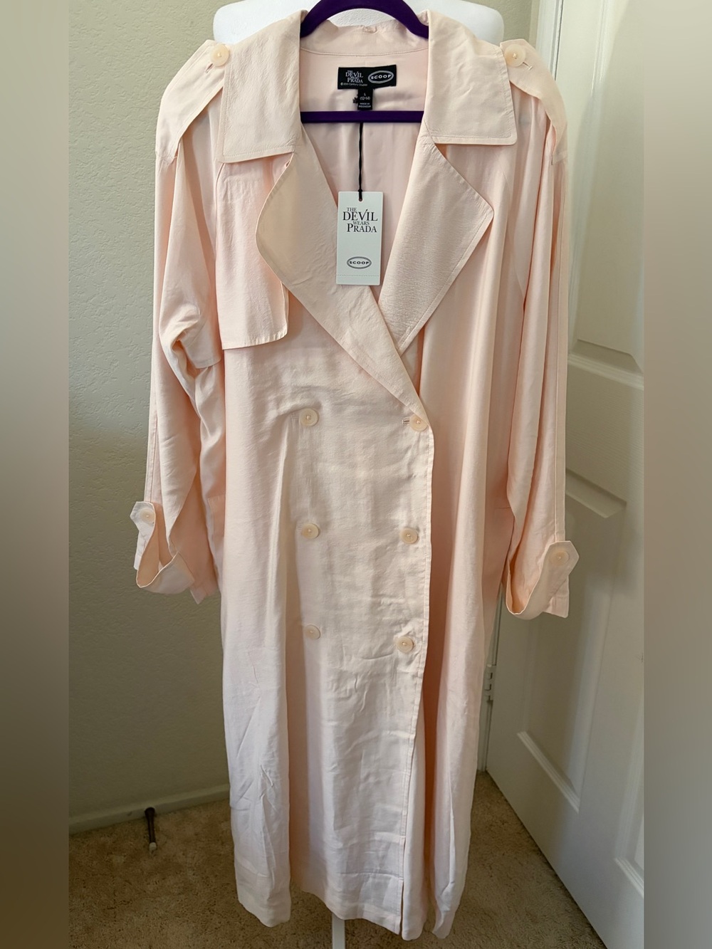 Scoop for The Devil Wears Prada Pale Blush Pink Long Double-Breasted Fluid